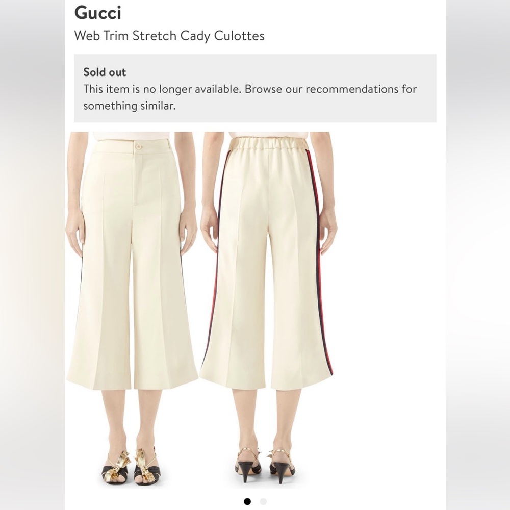 GUCCI pants cropped ribbon trim stretch-cady trouser 🤎